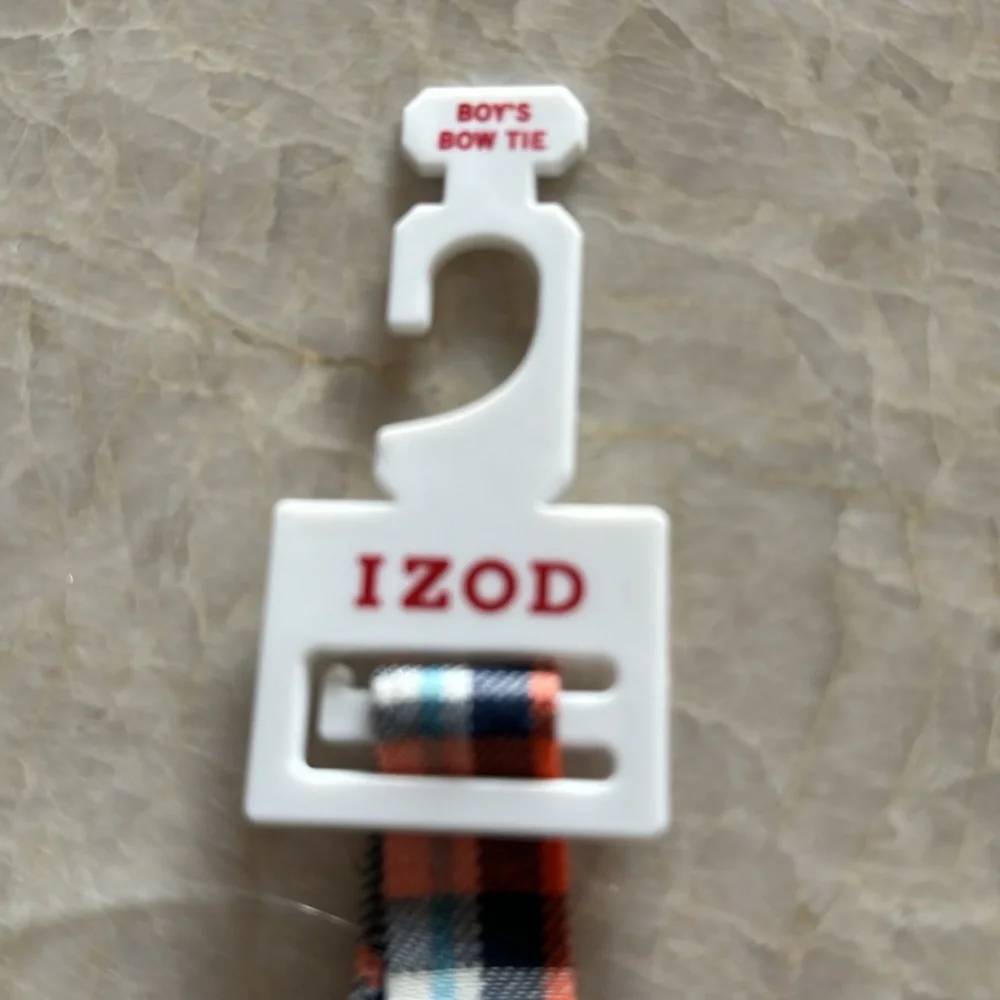 Boys Bow Tie Izod Blue/Orange Plaid One Size New‎
